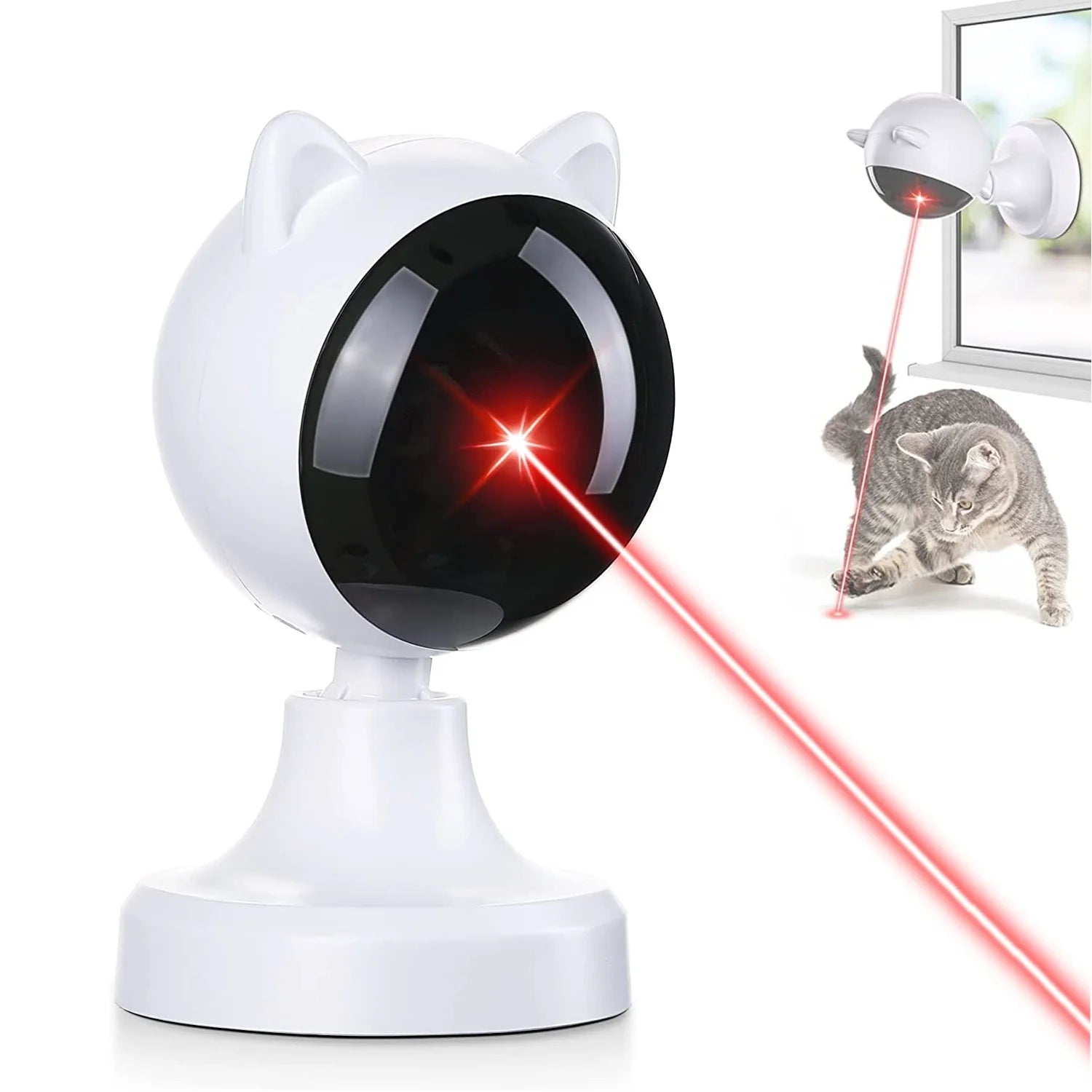 Automatic Cat Laser Toys, Interactive Laser Cat Toys for Indoor Cats/Kitty/Dogs, Cat Laser Toy Automatic White